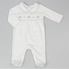 G13116: Baby Unisex Smocked Cotton All In One  (0-6 Months)